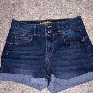 Blue washed denim shorts